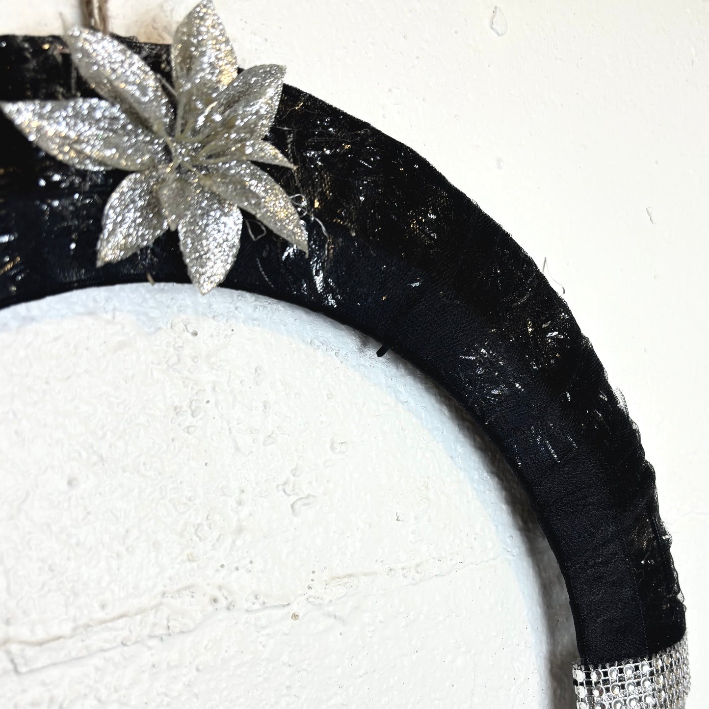 Handmade Silver and Black Wreath