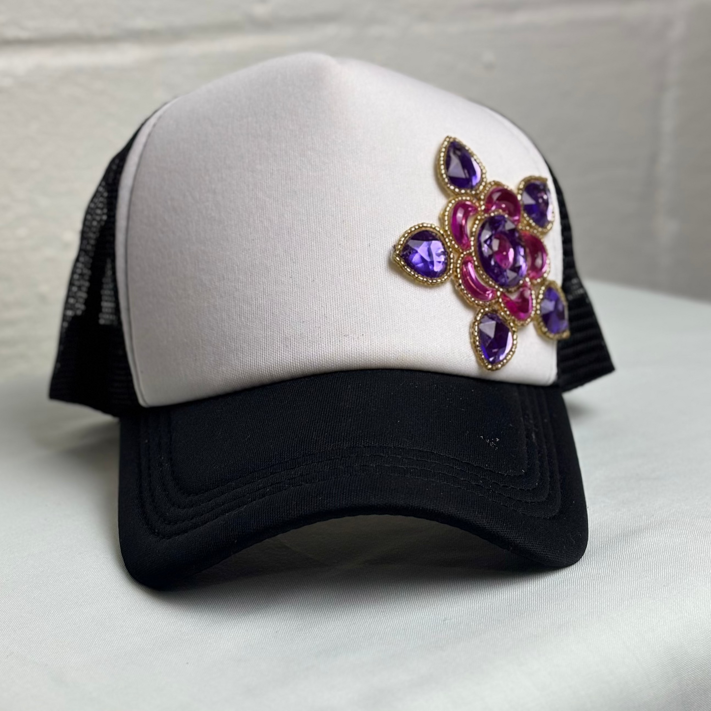 Handmade Trucker Cap with Sequin Embellishment