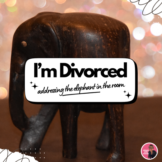Elephant Statue With I'm Divorced Addressing the Elephant In the Room Text
