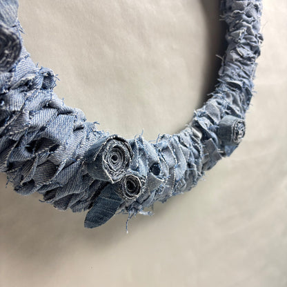 Handmade Denim Crochet Floral Wreath
