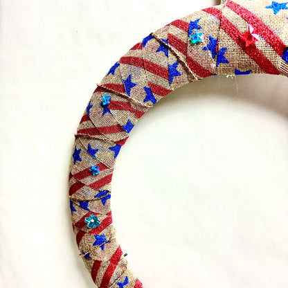 Handmade Fourth of July Burlap Wreath