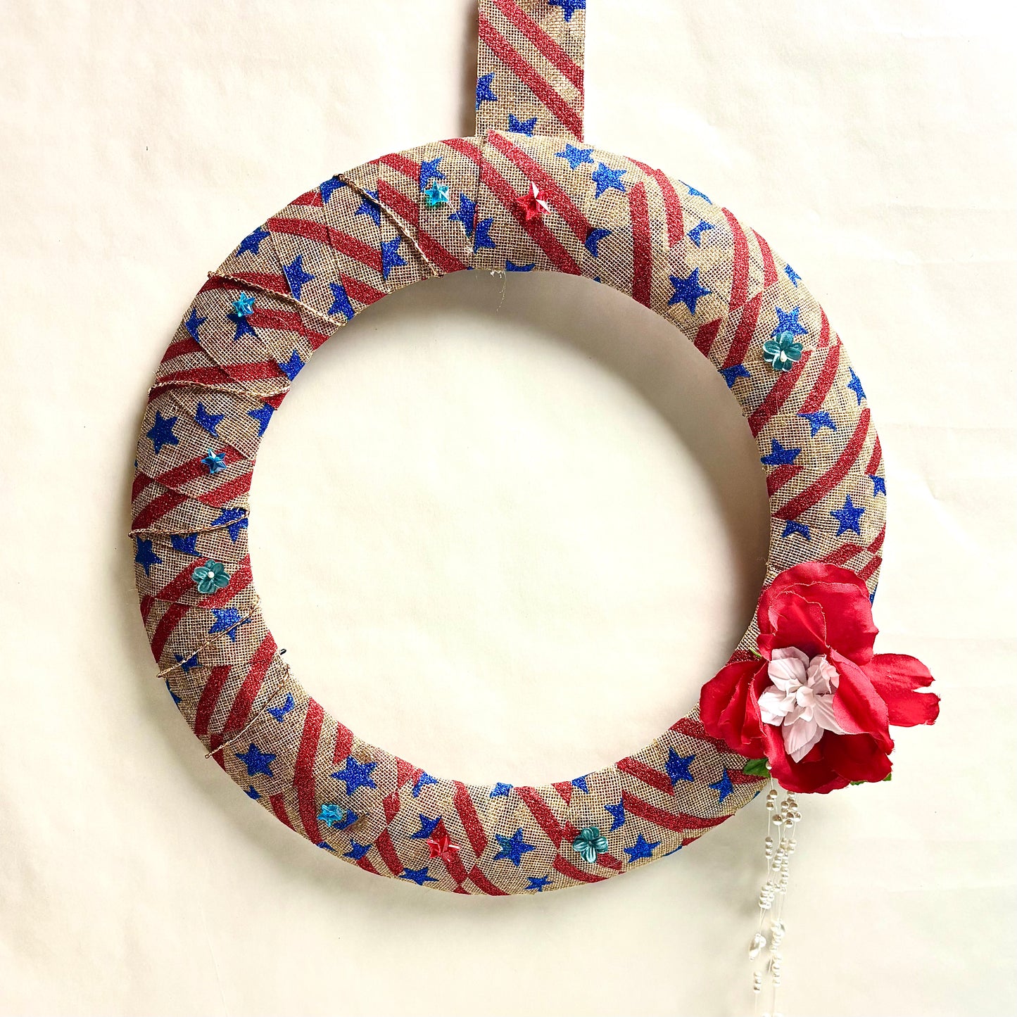 Handmade Fourth of July Burlap Wreath