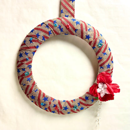 Handmade Fourth of July Burlap Wreath