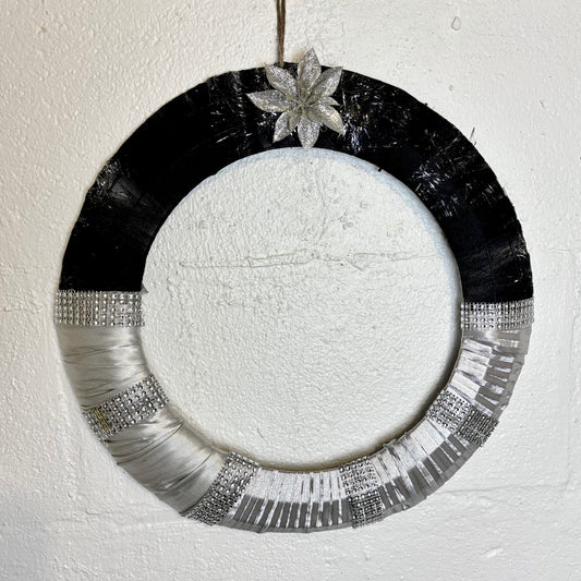 Handmade Silver and Black Wreath