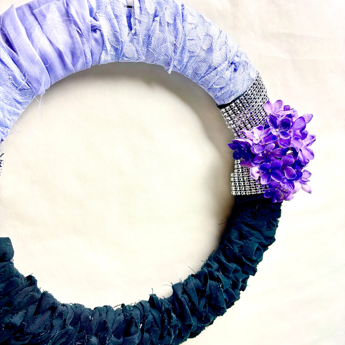 Handmade Purple and Black Lace Wreath