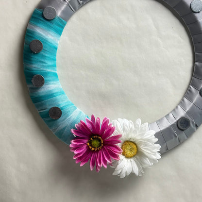 Handmade Silver and Blue Spring Floral Wreath