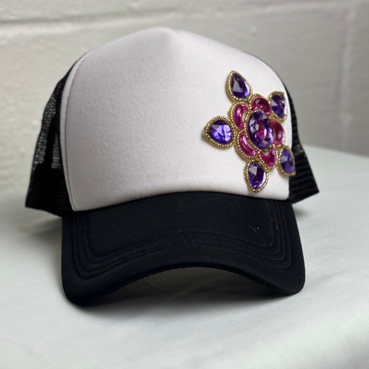 Handmade Trucker Cap with Sequin Embellishment