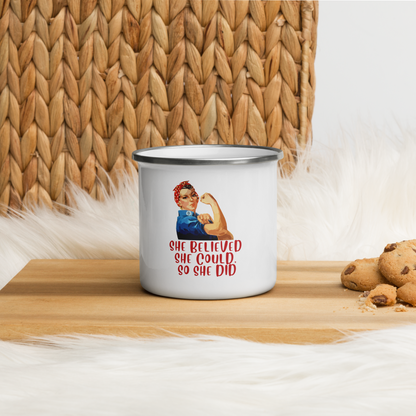 She Believed She Could So She Did - Enamel Mug